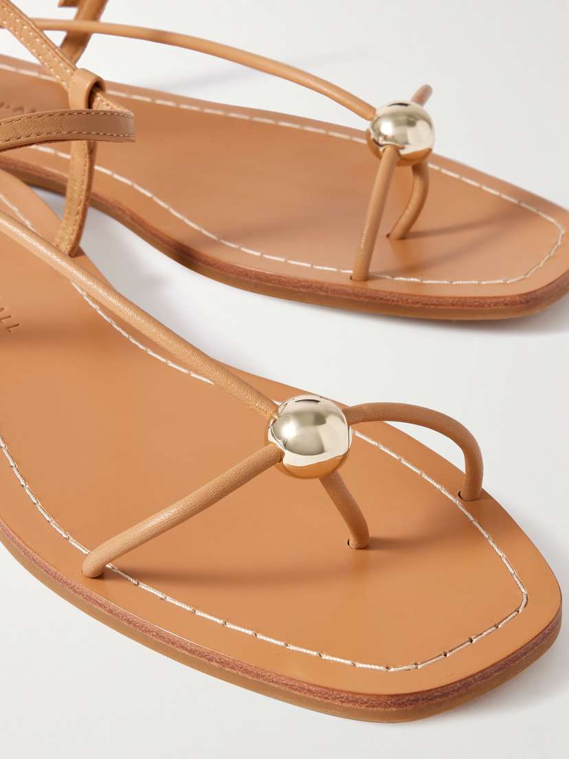 Босоножки из кожи с декором от Lara Loeffler Randall, коричневый — фото 4