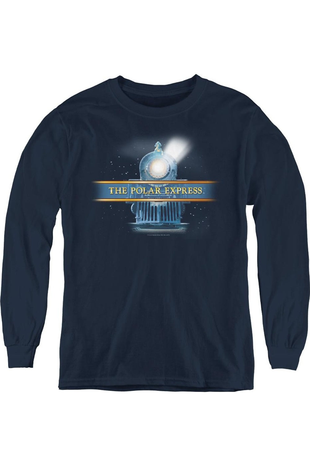 

Футболка с длинным рукавом для детей с логотипом Polar Express Train Gildan, темно-синий