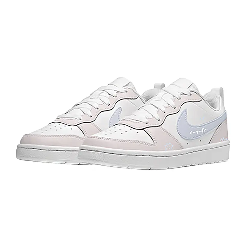 Nike Court Borough Pink Mist Meow Leather Low top детские скейтборд-кроссовки Unisex светло-розовые — фото 4