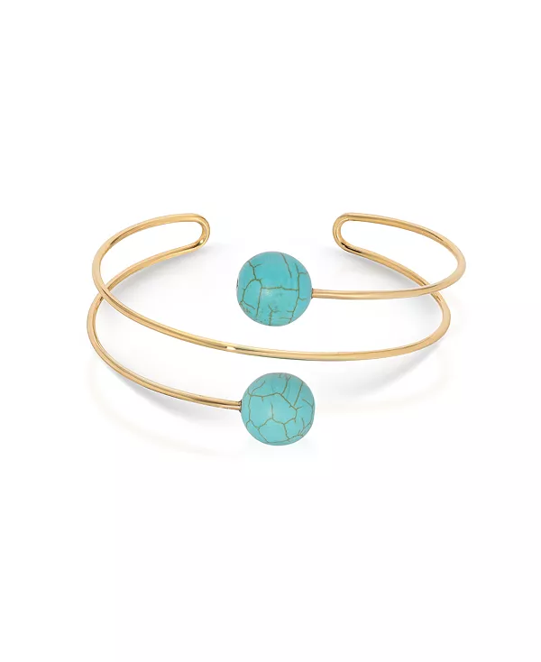 

Браслет-Манжета из проволоки с бирюзовым покрытием, позолоченный 18 карат Ettika, turquoise