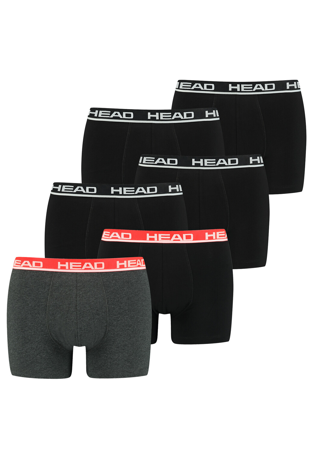 

Боксеры HEAD Boxershorts Head Basic Boxer 6P, цвет Black/Grey Red