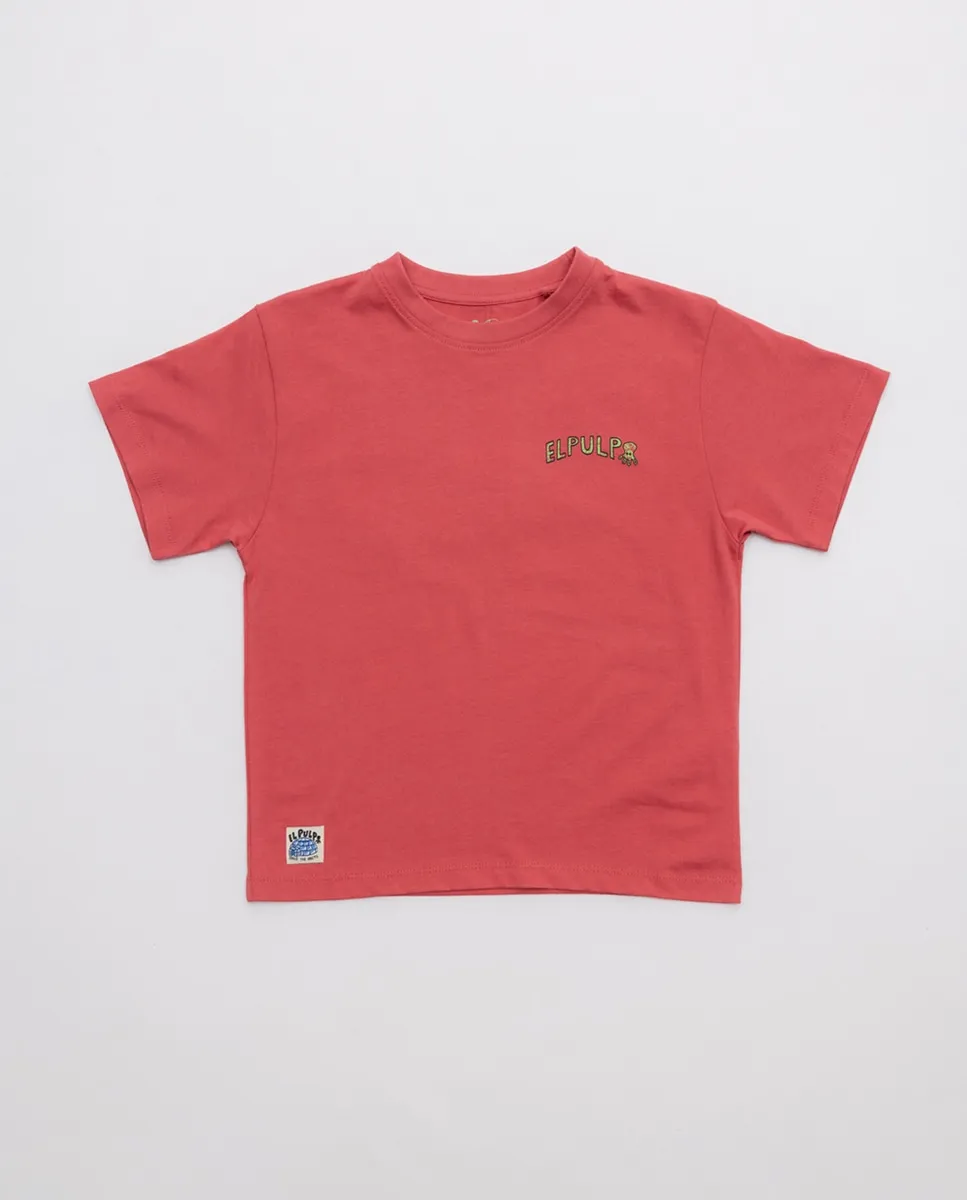 

Детская футболка с коротким рукавом и круглый воротник El Pulpo, красный