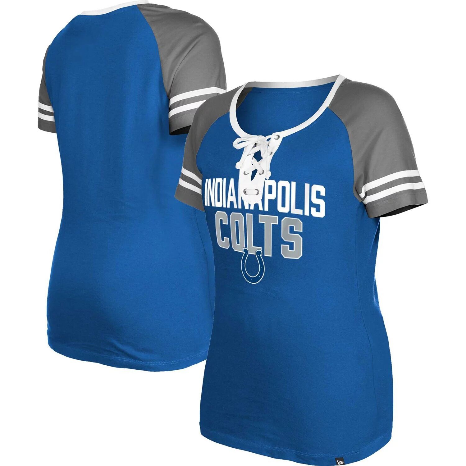 

Женская футболка New Era Royal Indianapolis Colts реглан на шнуровке New Era