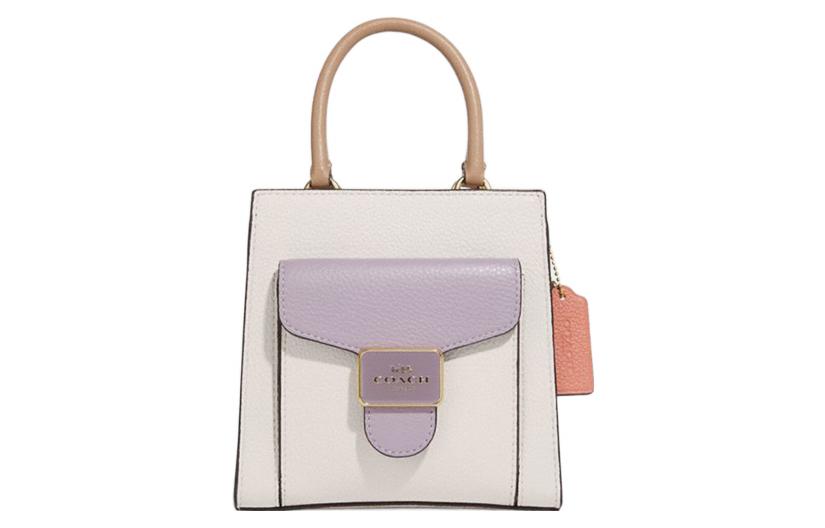

COACH Сумка для нот из кожи перец коровы женская белая и сиренево-фиолетовая через плечо