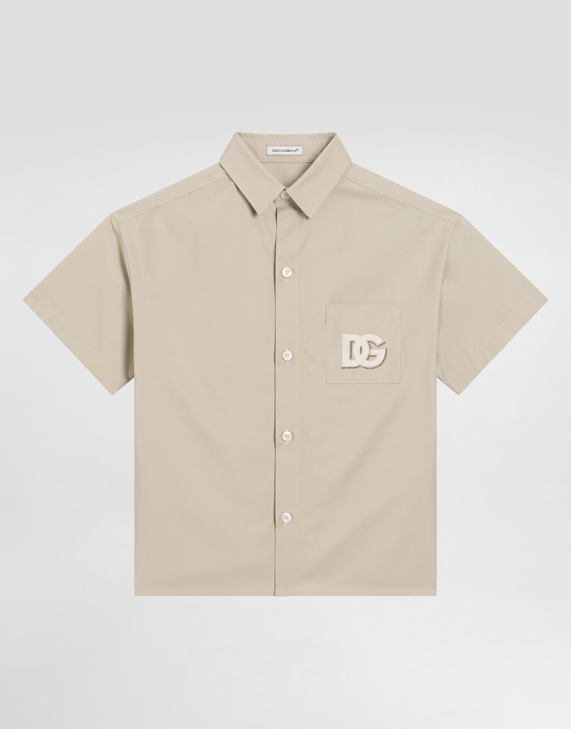 

Габардиновая рубашка с логотипом DG Dolce&Gabbana, бежевый