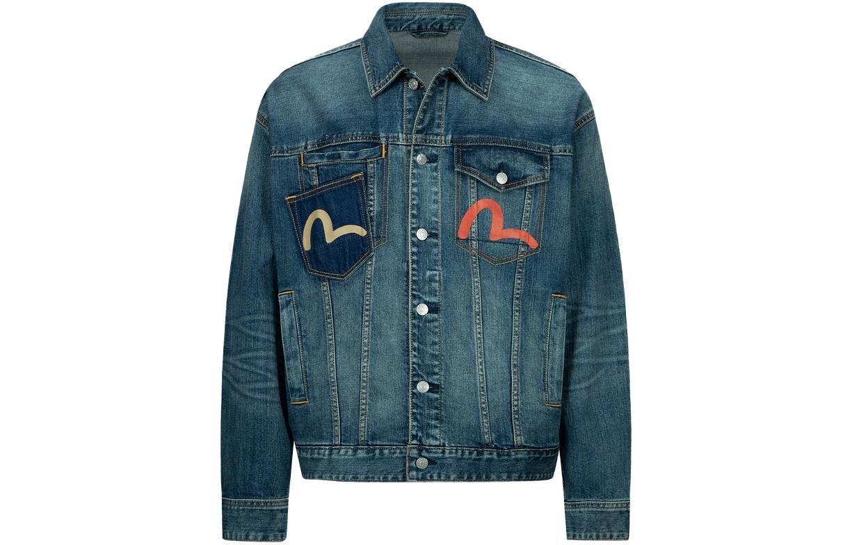 

Джинсовая куртка с принтом «чайка» Evisu, синий