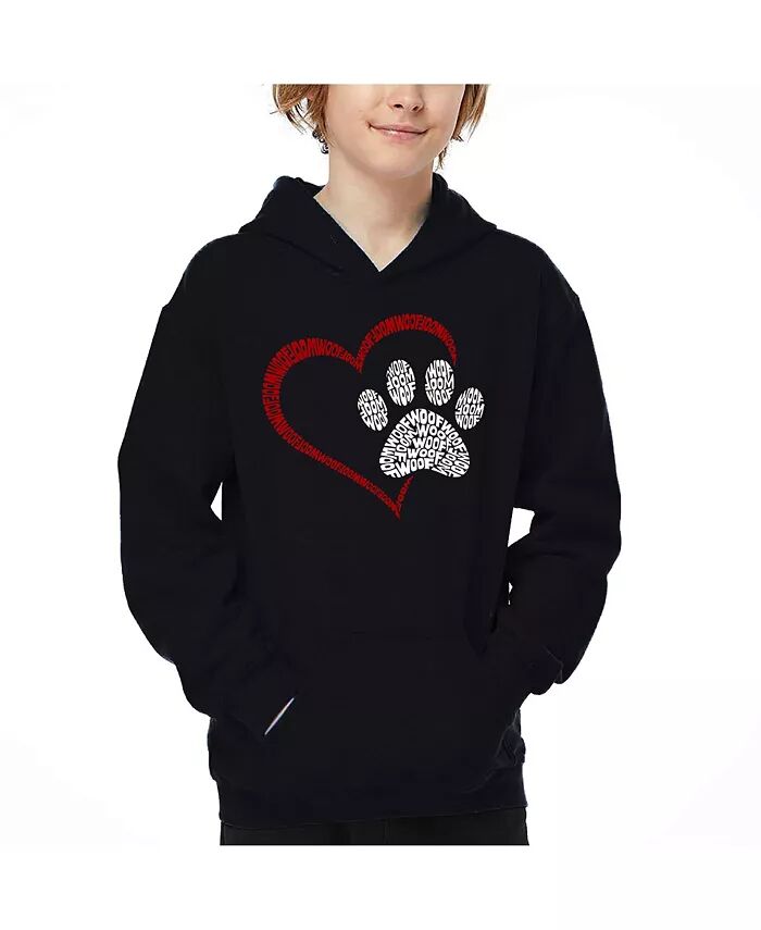 

Толстовка с капюшоном Boys Paw Heart Word Art LA Pop Art, черный