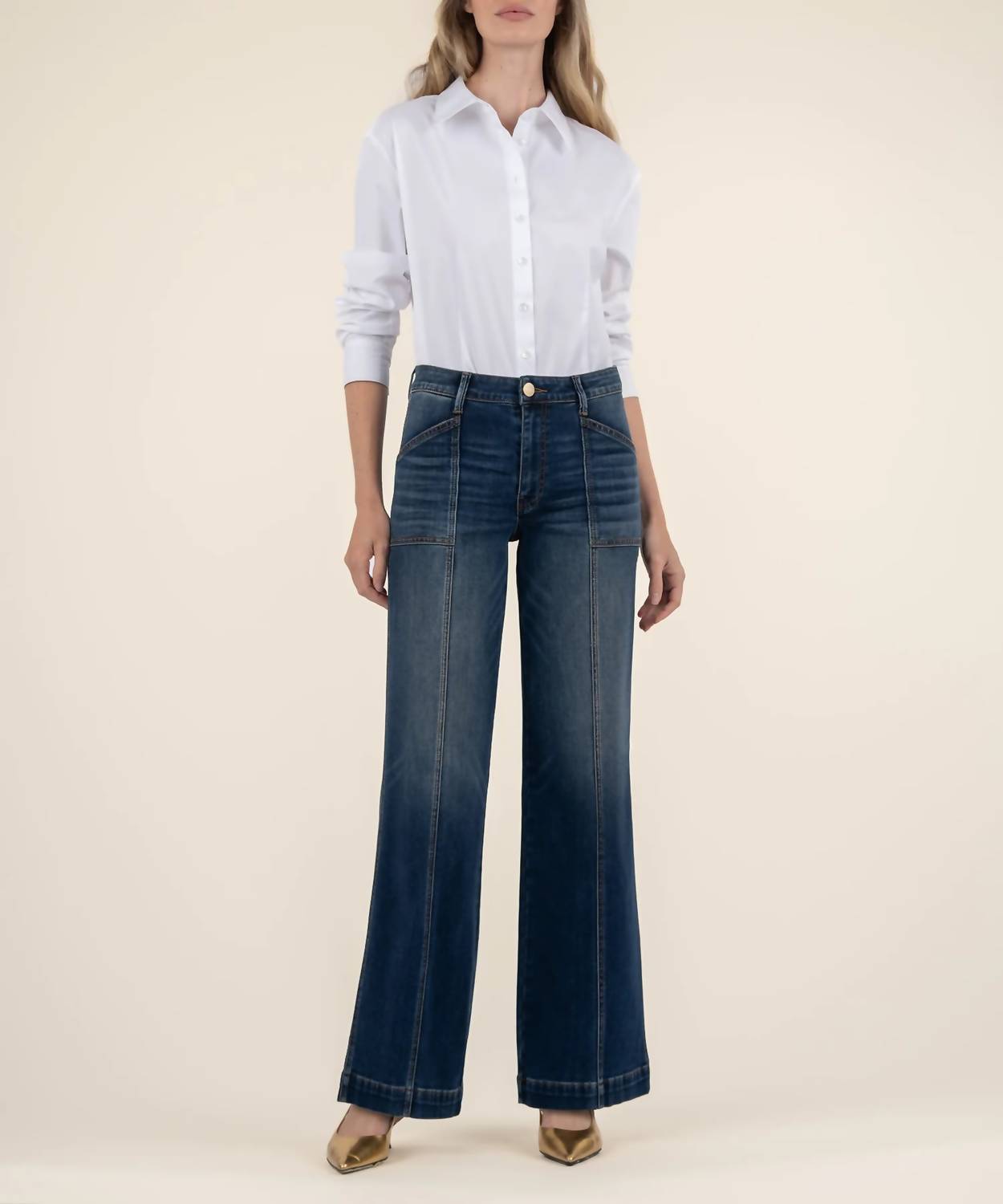 

Джинсы Jodi High Rise Wide Leg в оттенке Energy Wash KUT FROM THE KLOTH
