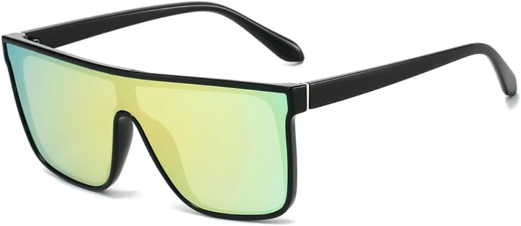 

Модные квадратные спортивные солнцезащитные очки для мужчин и женщин в винтажном стиле с зеркальными линзами и защитой от УФ-излучения UV400 TVTBBVV, Black Golden Mirror