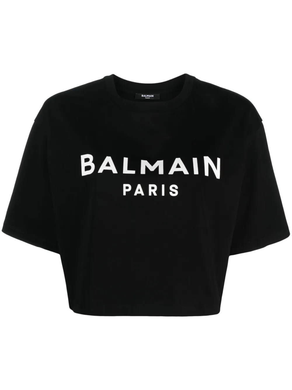 

Укороченная футболка с логотипом BALMAIN, черный
