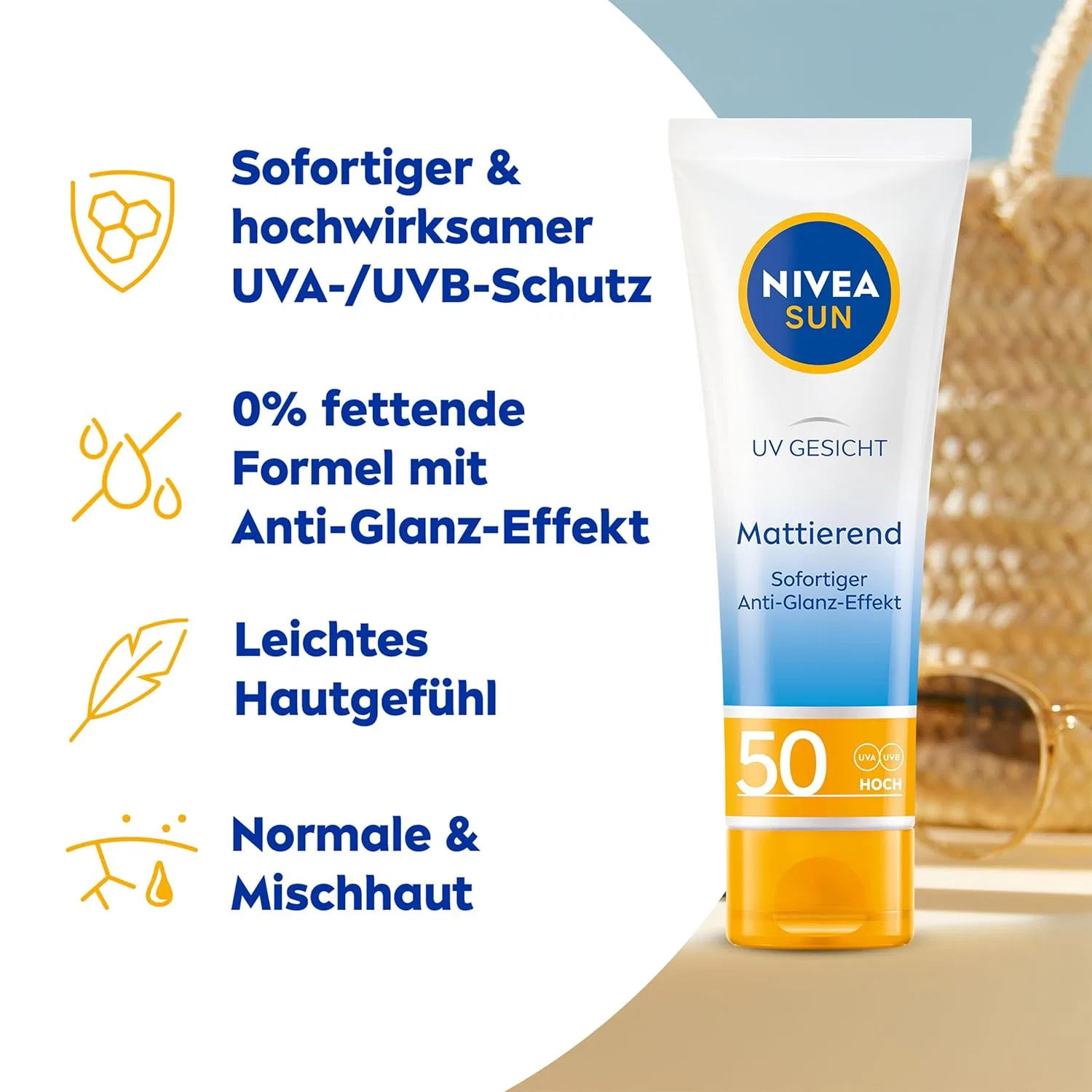 Солнцезащитный матирующий крем для лица «UV Face Mattifying» SPF 50 от Nivea Sun, 50 мл Beiersdorf — фото 2