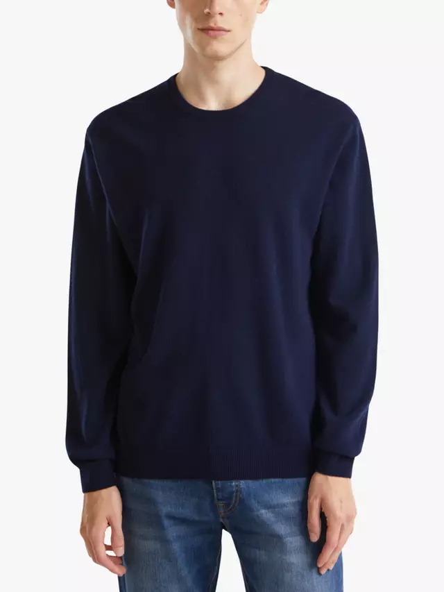 

Свитер Benetton Merino Wool Crew Neck, темно-синий