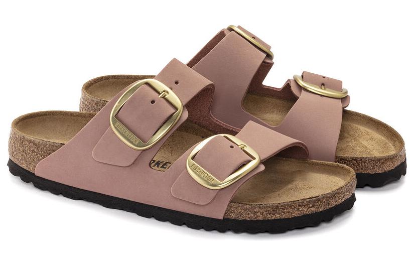 Тапочки (WMNS) Birkenstock Arizona Big Buckle Nubuk Leather 'Old Rose' 1023963, розовый — фото 2