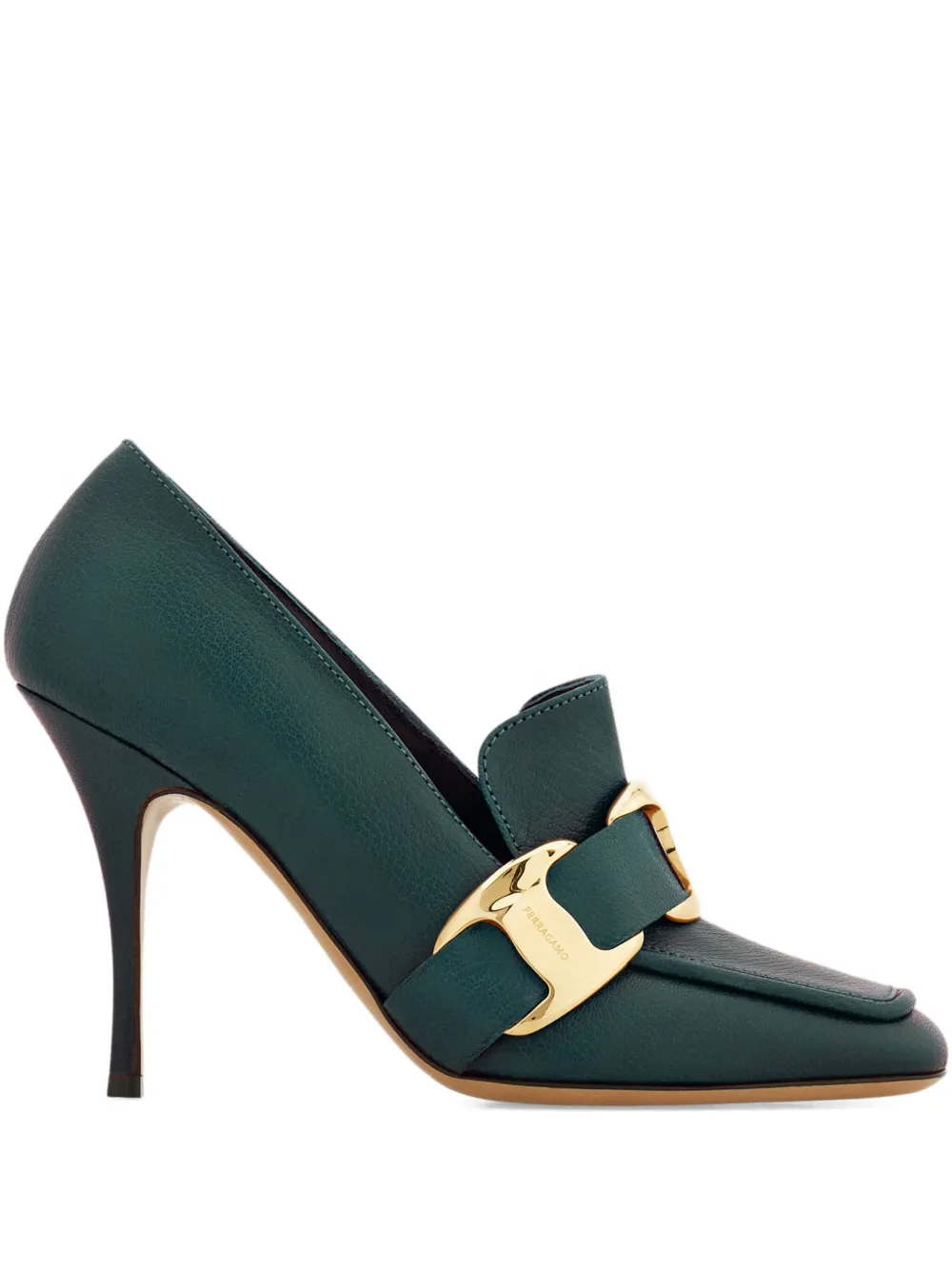 Лоферы на высоком каблуке Ferragamo, зеленый
