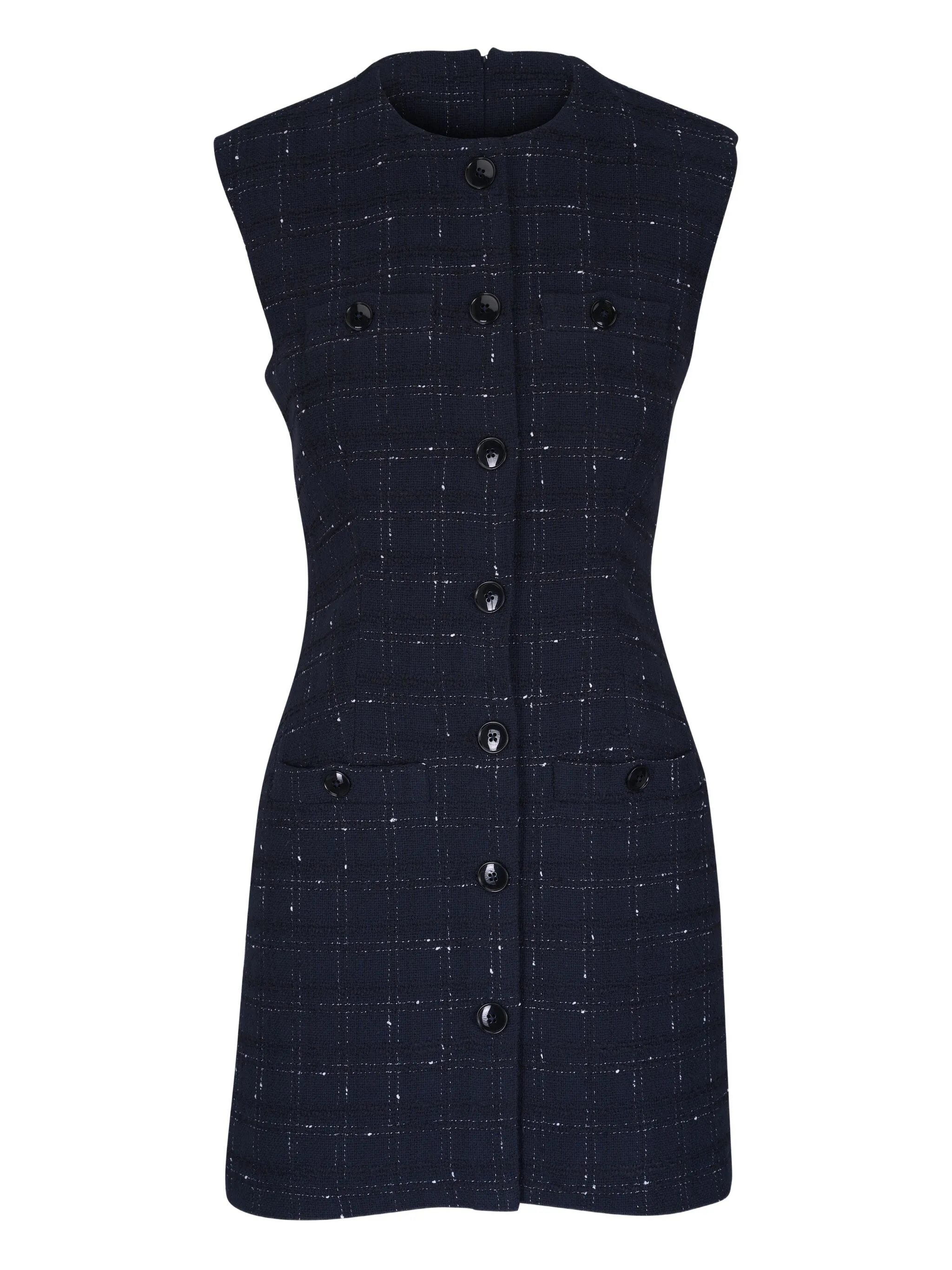 

Клетчатое платье мини без рукавов Veronica Beard, синий