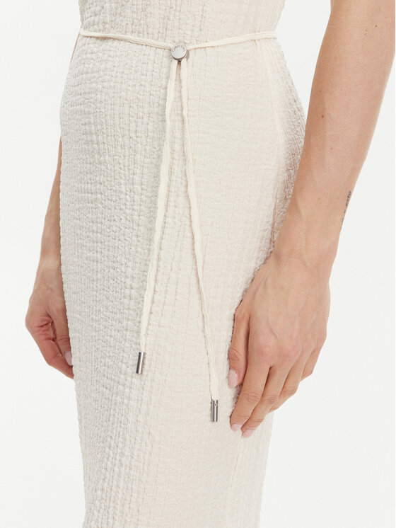 Летнее платье облегающего кроя K20K208304 Calvin Klein, экрю — фото 4