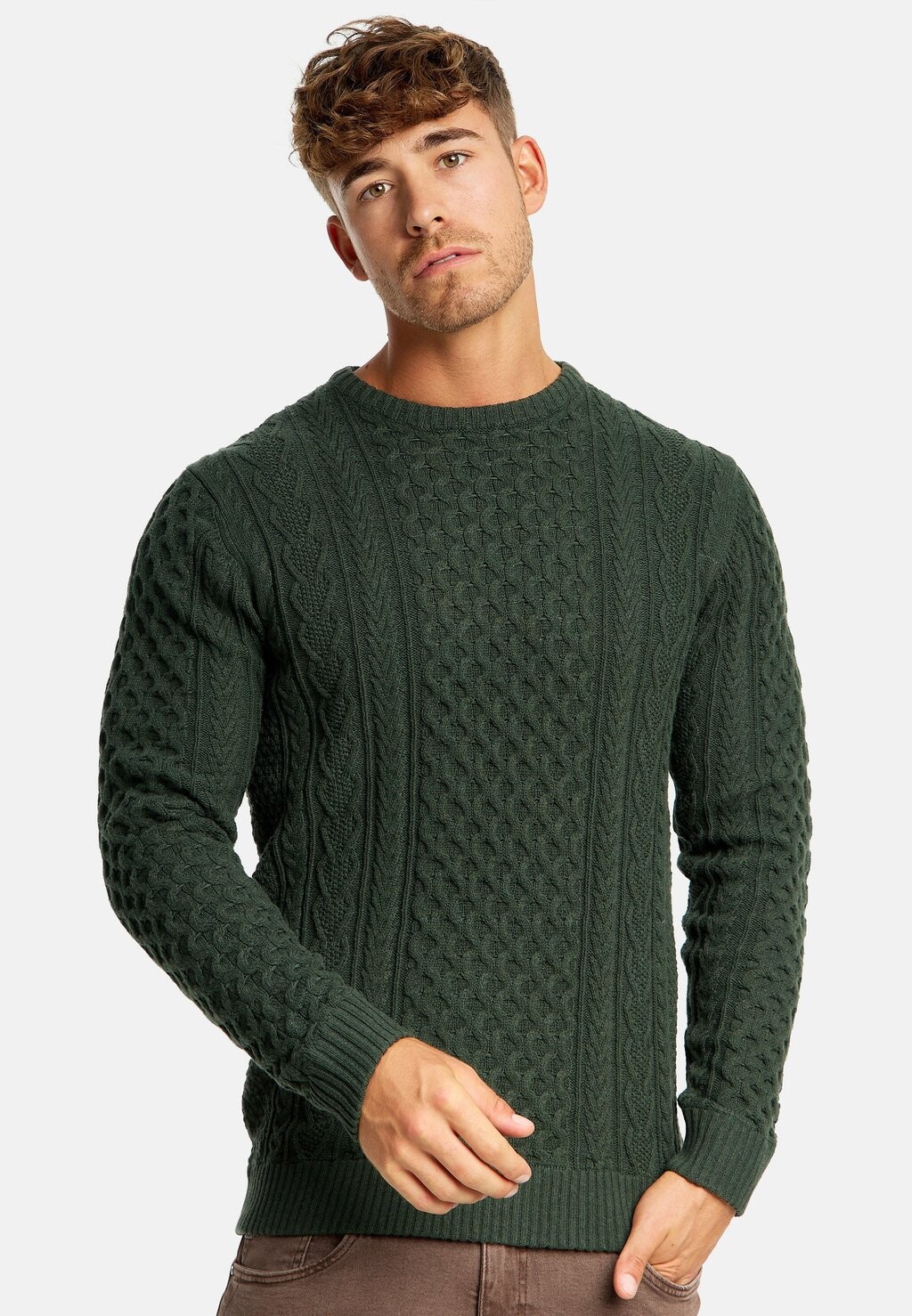 

Свитер вязаный INBELLIN INDICODE JEANS, цвет army