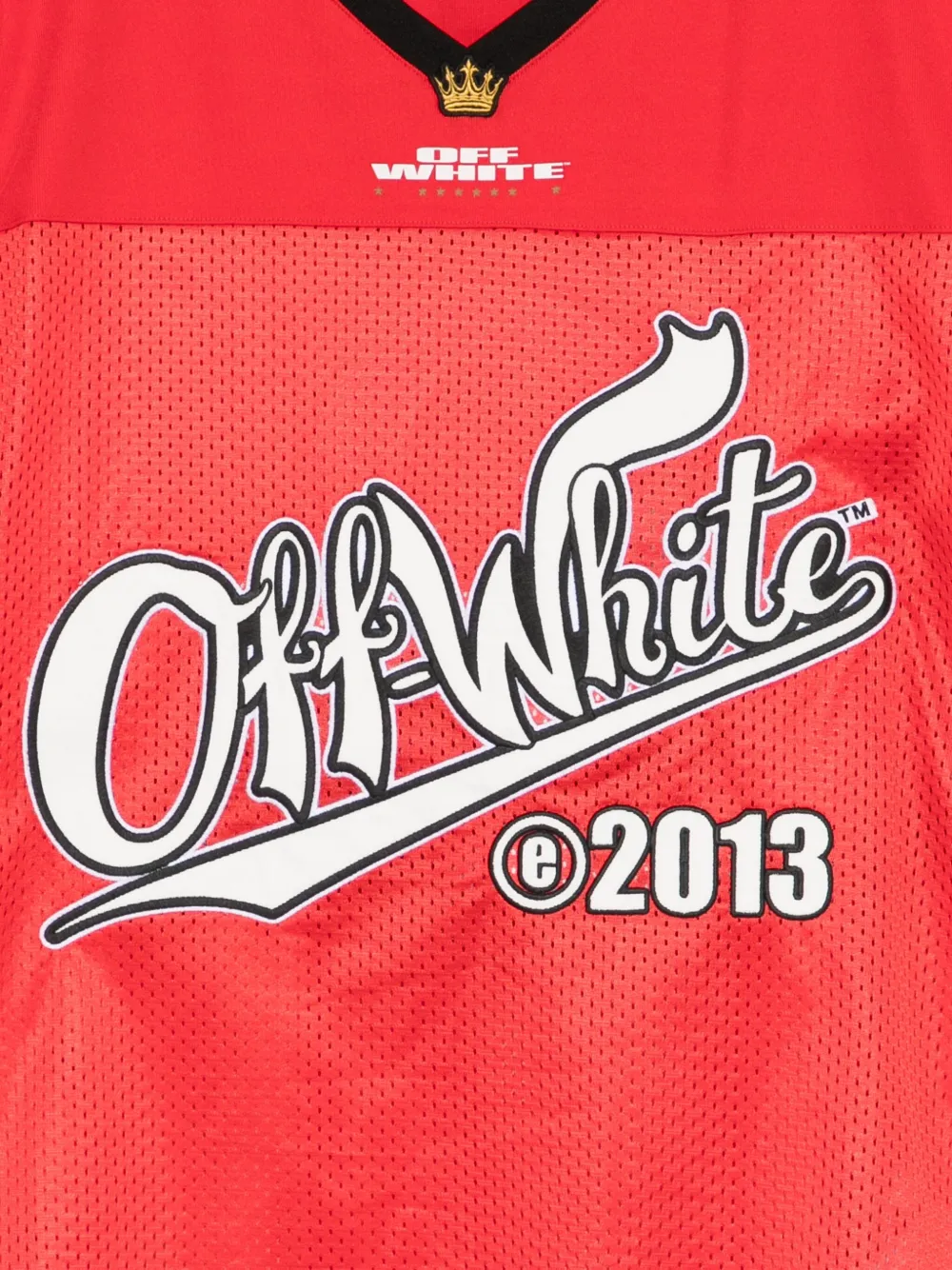 Сетчатая футболка с принтом логотипа OFF-WHITE, красный — фото 3