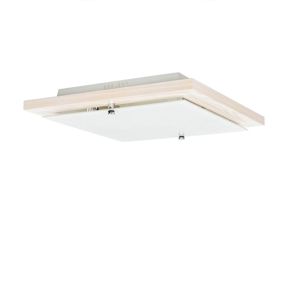 

Квадратный светильник для гостиной, дерево, стекло, современный квадрат, Ш: 35 см, плоский, E27, универсальный потолочный светильник ERIN Licht-Erlebnisse, белый