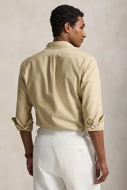 Рубашка мужская хлопковая с длинным рукавом Polo Ralph Lauren, бежевый — фото 2