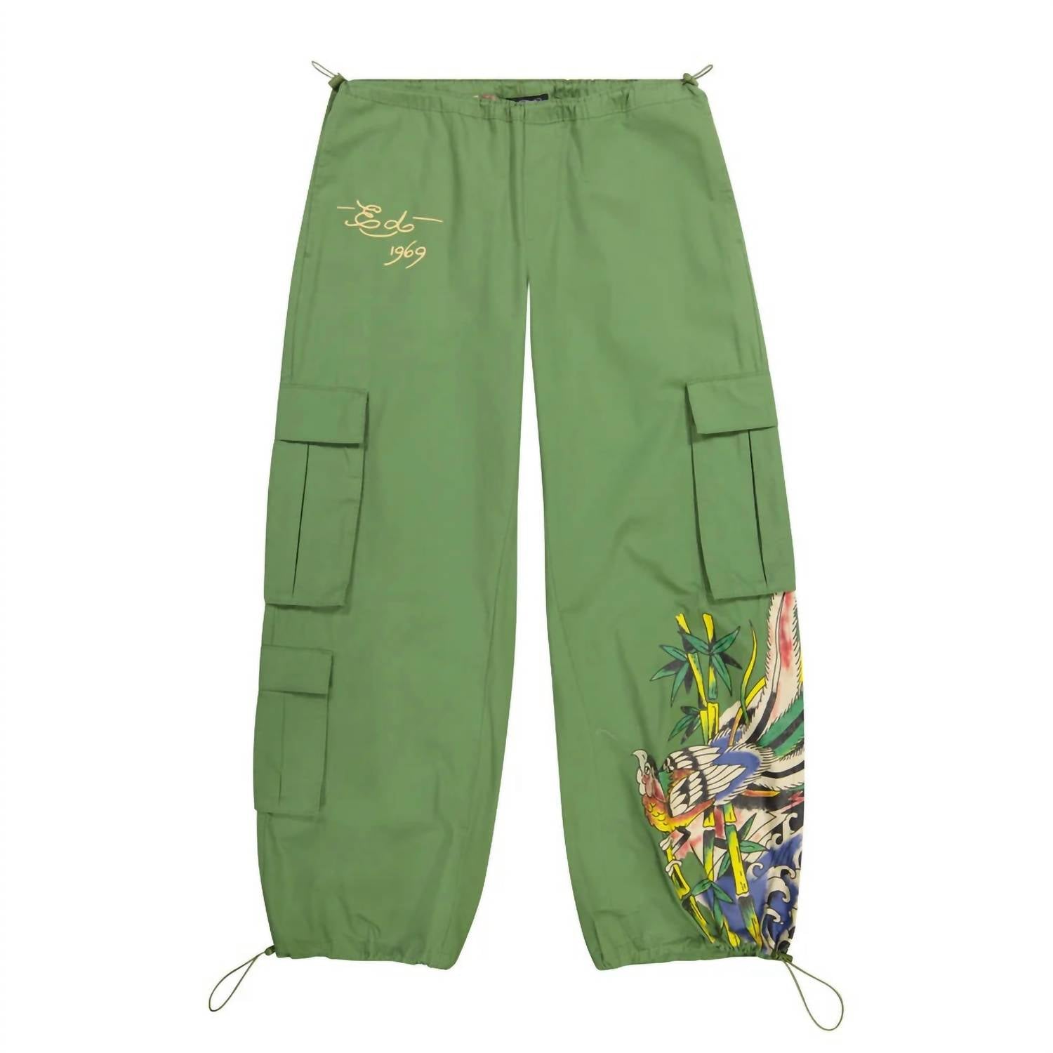 

Женские брюки-карго из поплина в цвете Army Green Ed Hardy