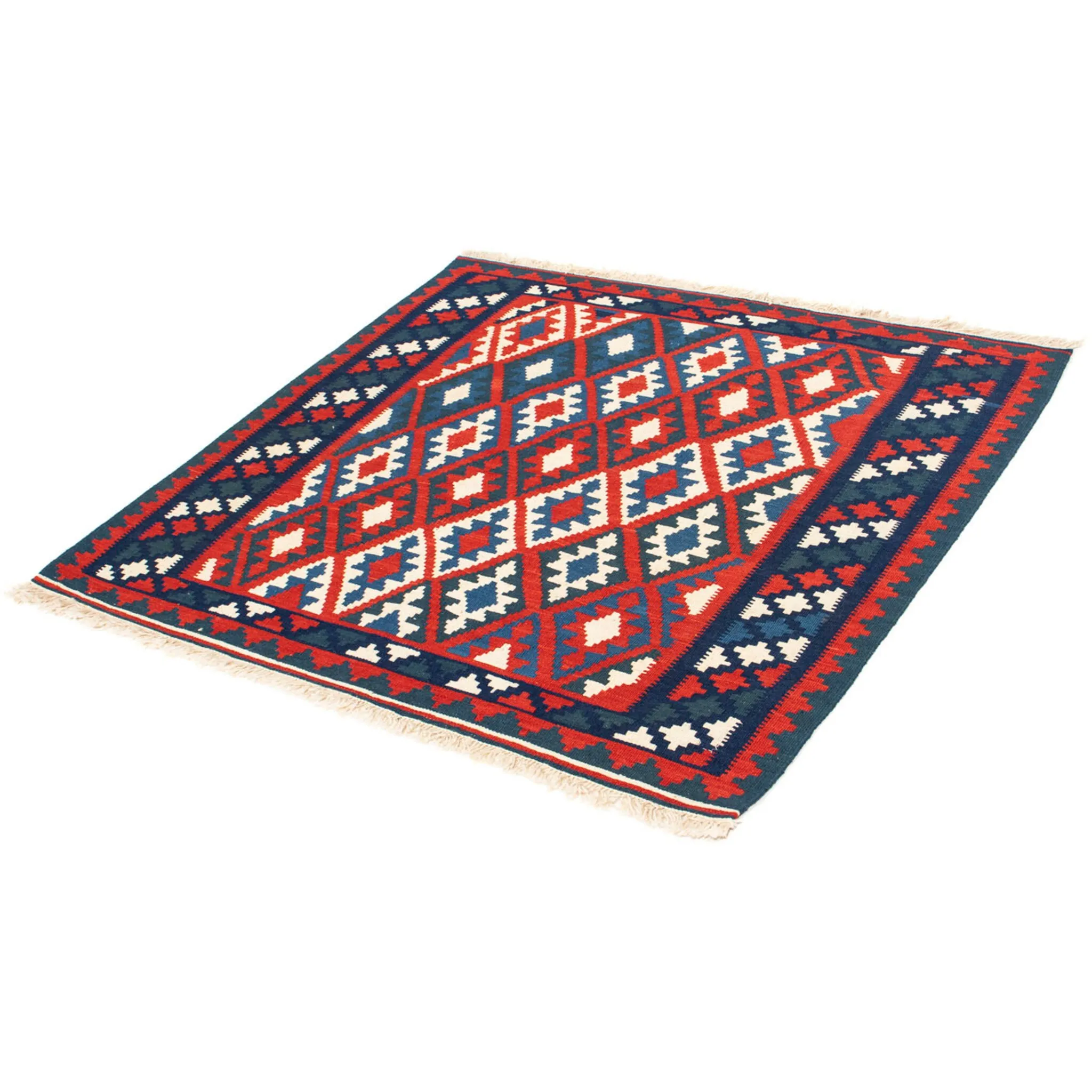 

Шерстяной ковер Morgenland «Kilim - Oriental Square - 102 x 94 см - темно-красный», квадратный, высота 6 мм, гостиная, цельный