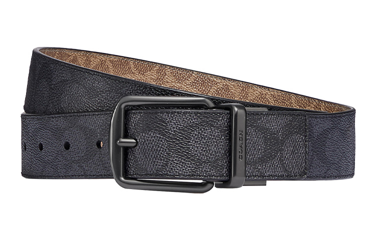 

COACH Кожаный ременной ремень мужской черный коричневый шириной 3,6 см, Charcoal Black Brown