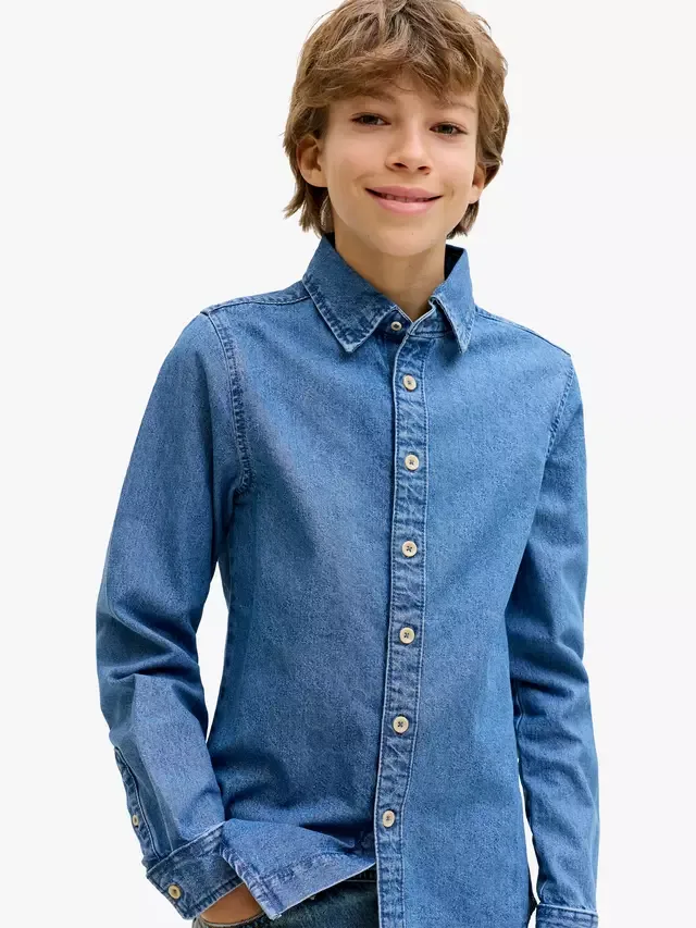 Детская джинсовая рубашка Stanley 021, синяя Jack & Jones — фото 2