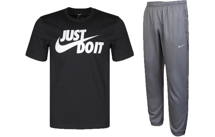 

Мужская повседневная спортивная одежда Nike, цвет Black top + gray trousers