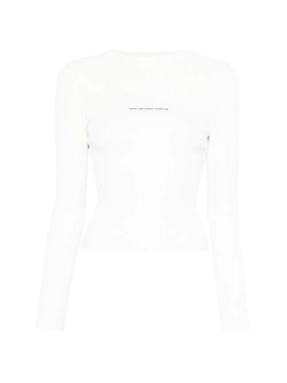 Вязаная футболка с длинными рукавами и логотипом Alexander Wang, белый