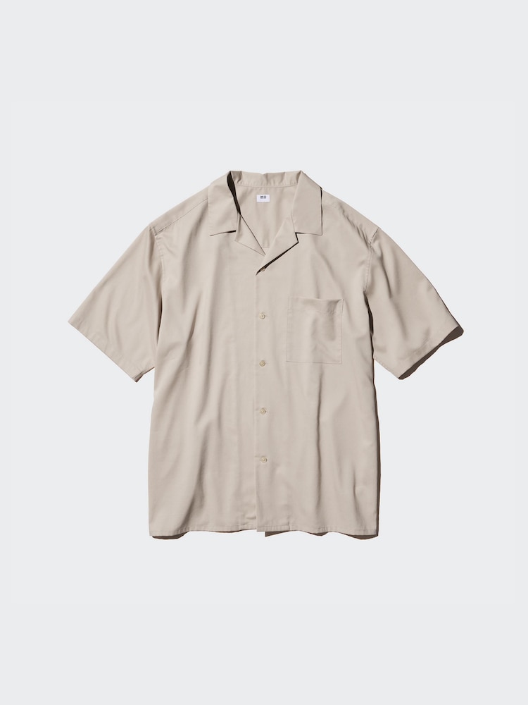 

Рубашка из смеси модала и хлопка, короткий рукав Uniqlo, цвет 31 бежевый