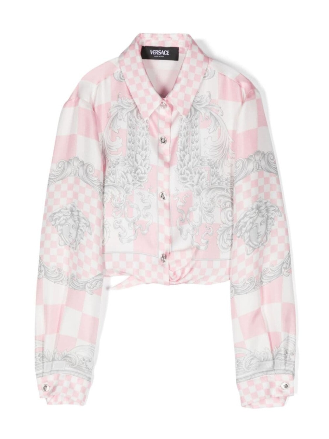 

Versace Kids шелковая рубашка Medusa Contrasto, розовый