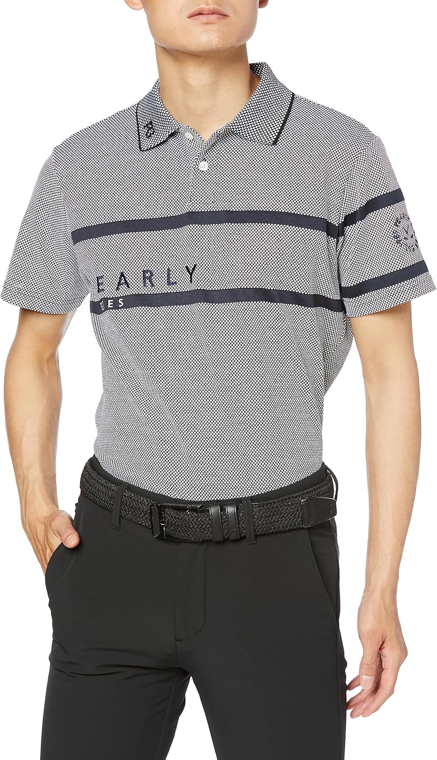 

Мужская поло-рубашка с коротким рукавом Parly Gates 053-3160507 (дышащая, базовая) / для гольфа Pearly Gates, темно-синий/белый