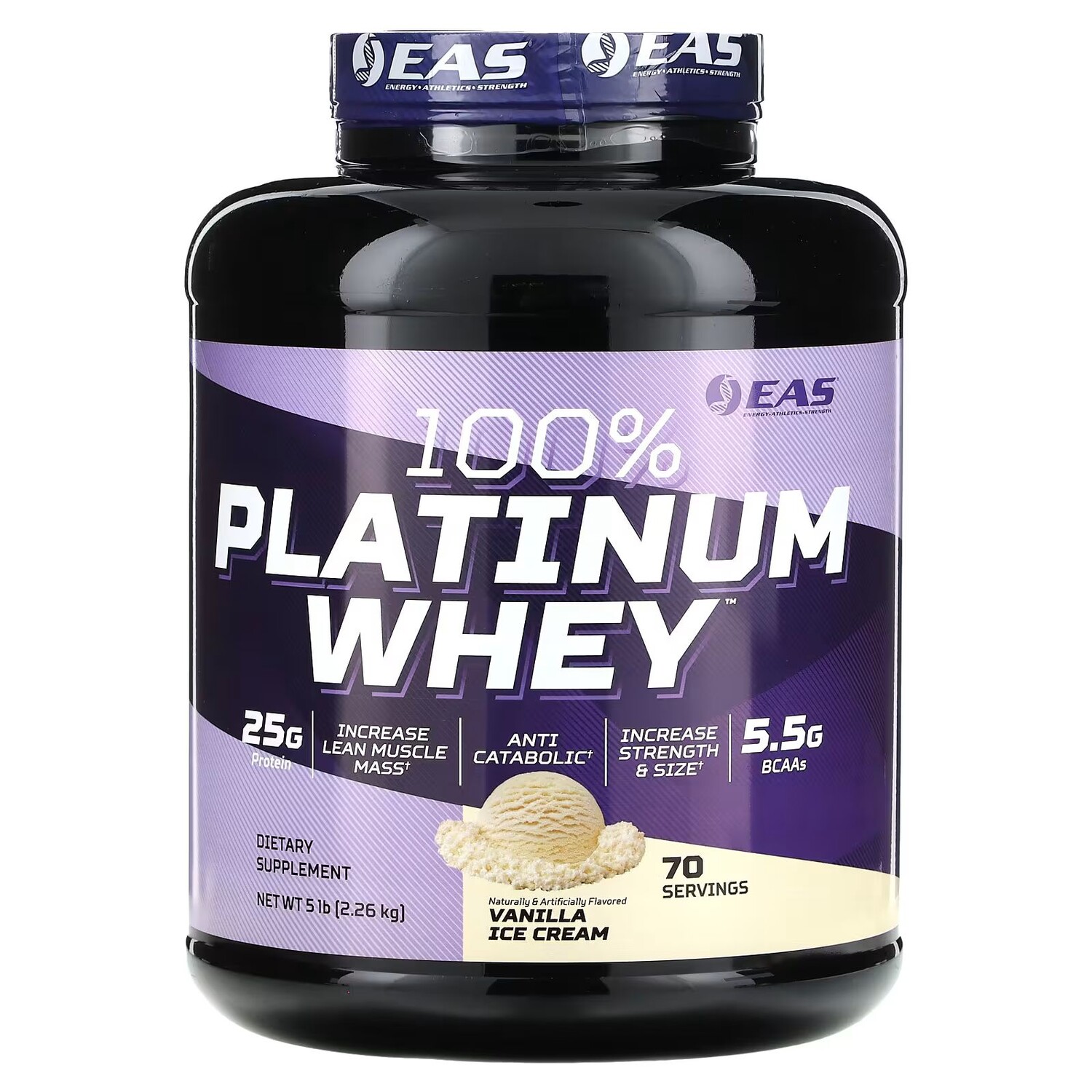 

100% Platinum Whey, ванильное мороженое, 5 фунтов (2,26 кг) Eas