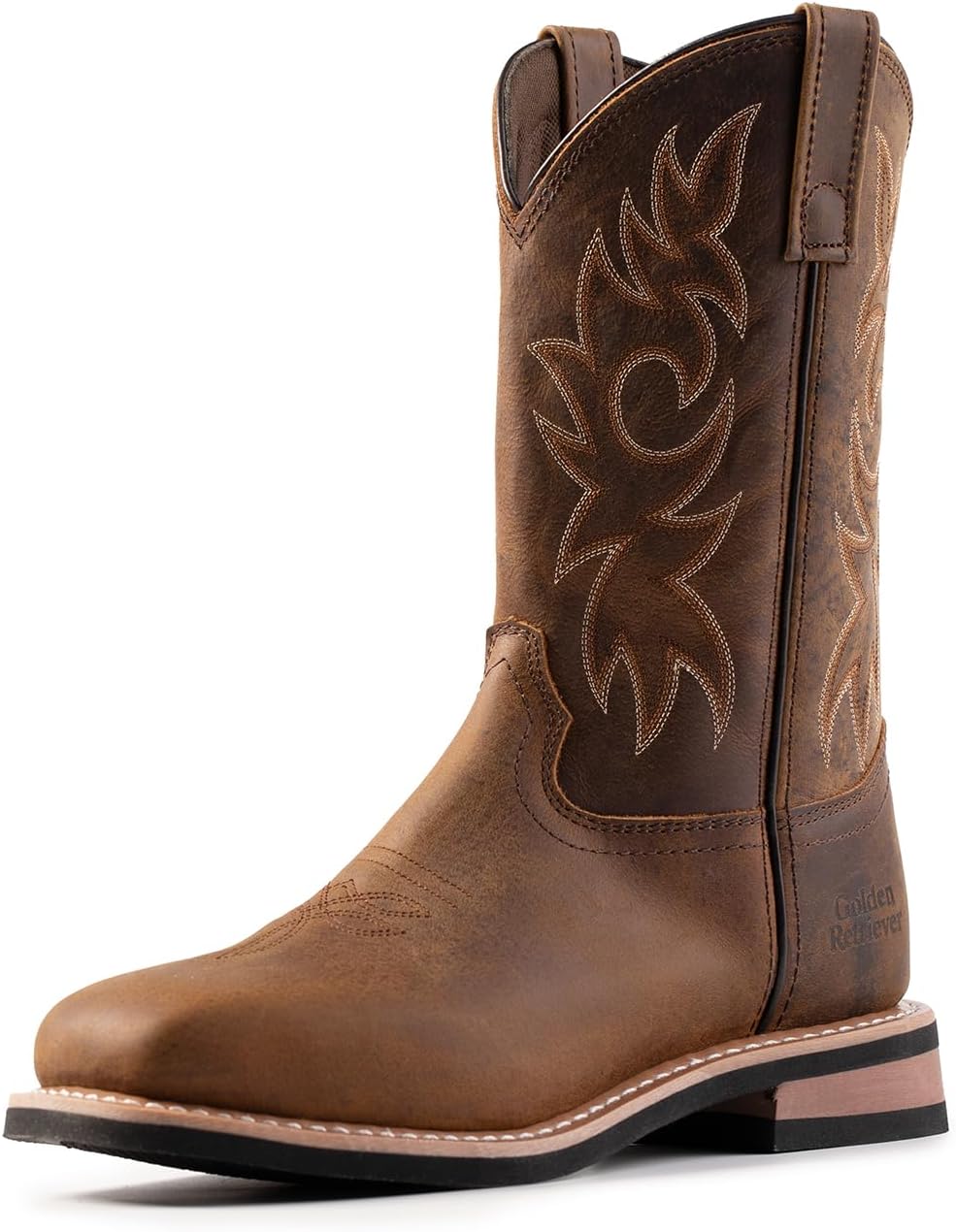 

Мужские ковбойские сапоги с квадратным носком Golden Retriever, размер 11, кожаные, для работы на ранчо, страны Джорджия, прочные, для фермы, родео и верховой езды G8828, золотой