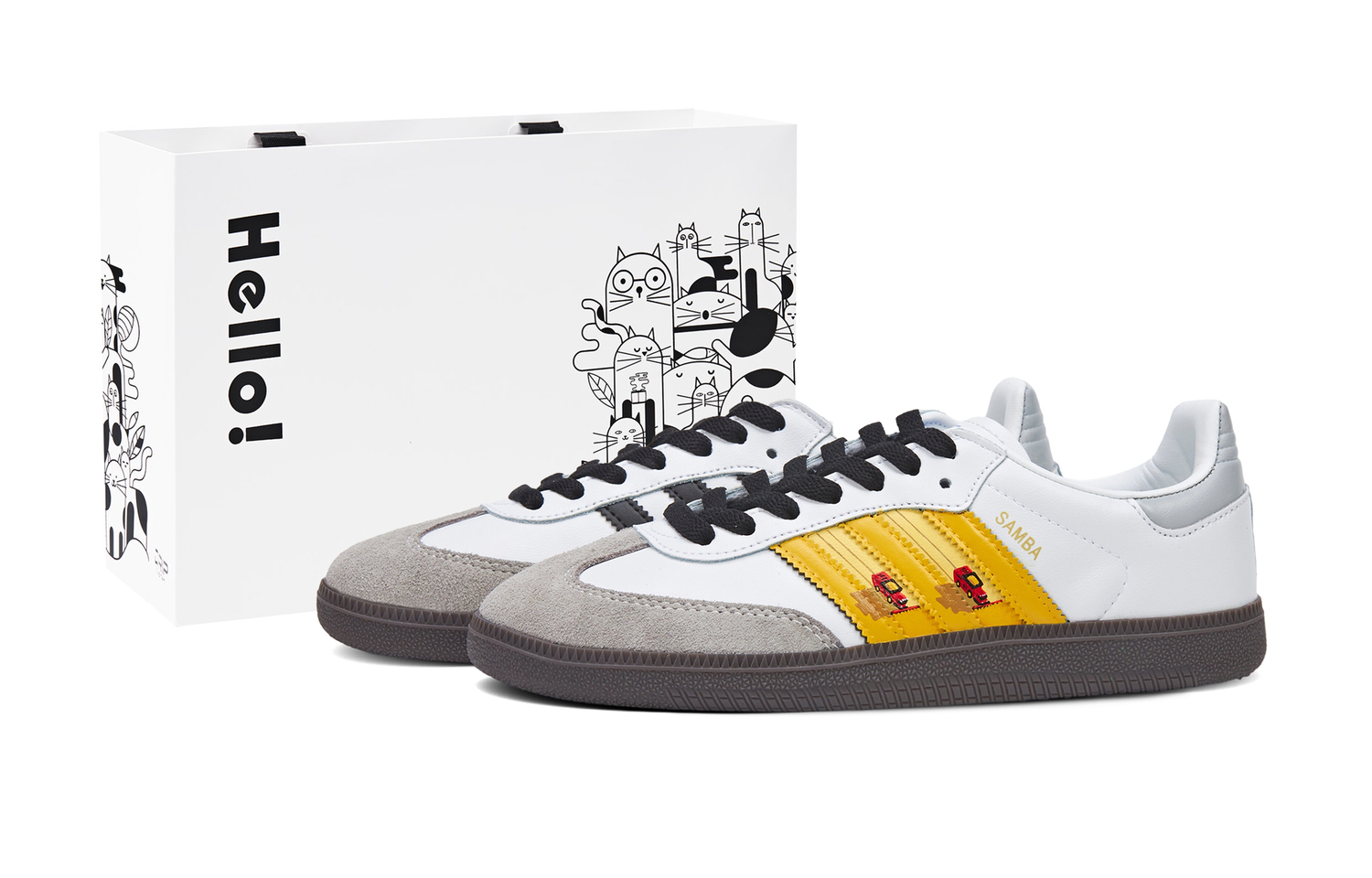 

Adidas Originals Самба OG облегченные низкие армейские кроссовки немецкой армии унисекс белый желтый серый, цвет White Yellow Gray
