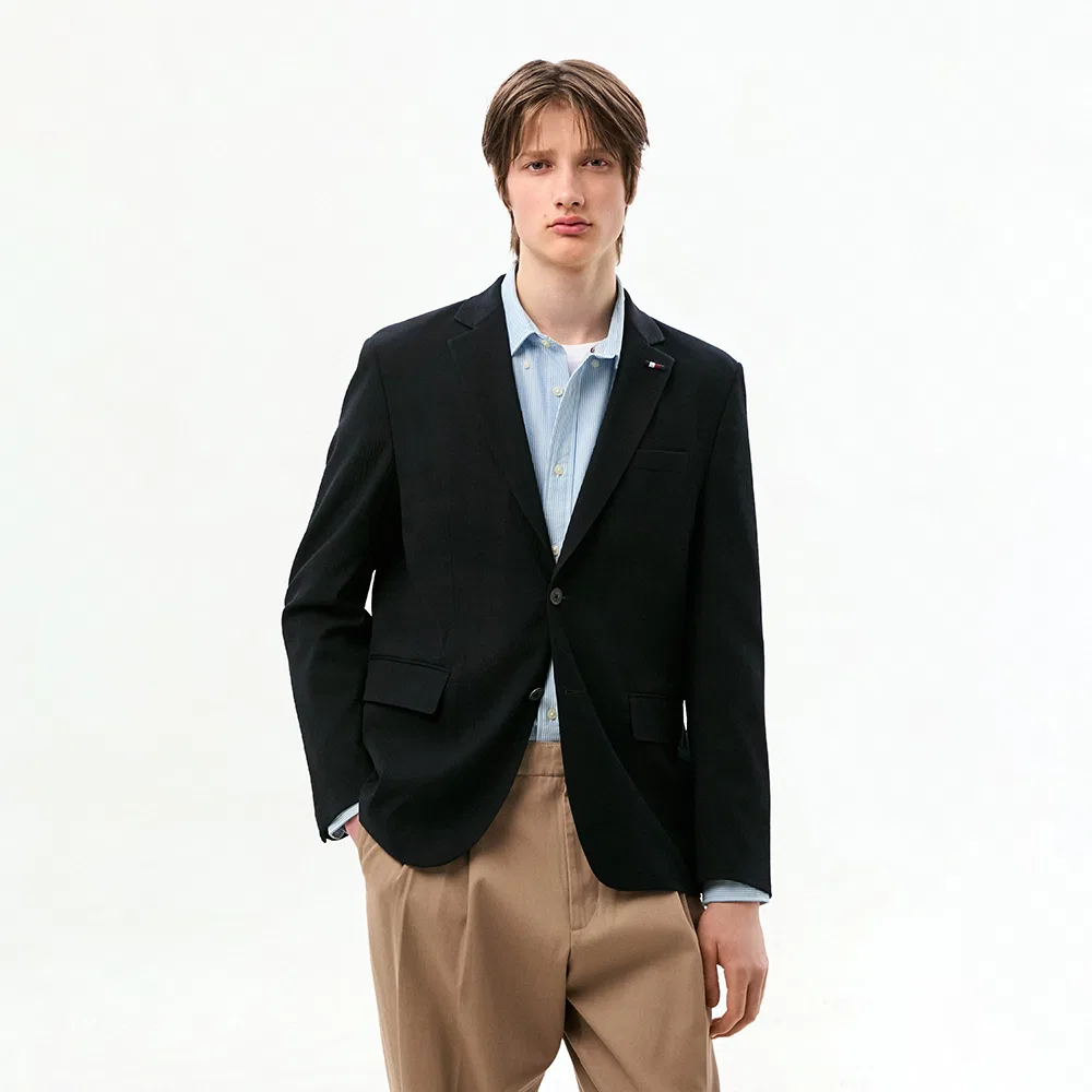 Мужской блейзер из сирсакера чёрный от Tommy Hilfiger