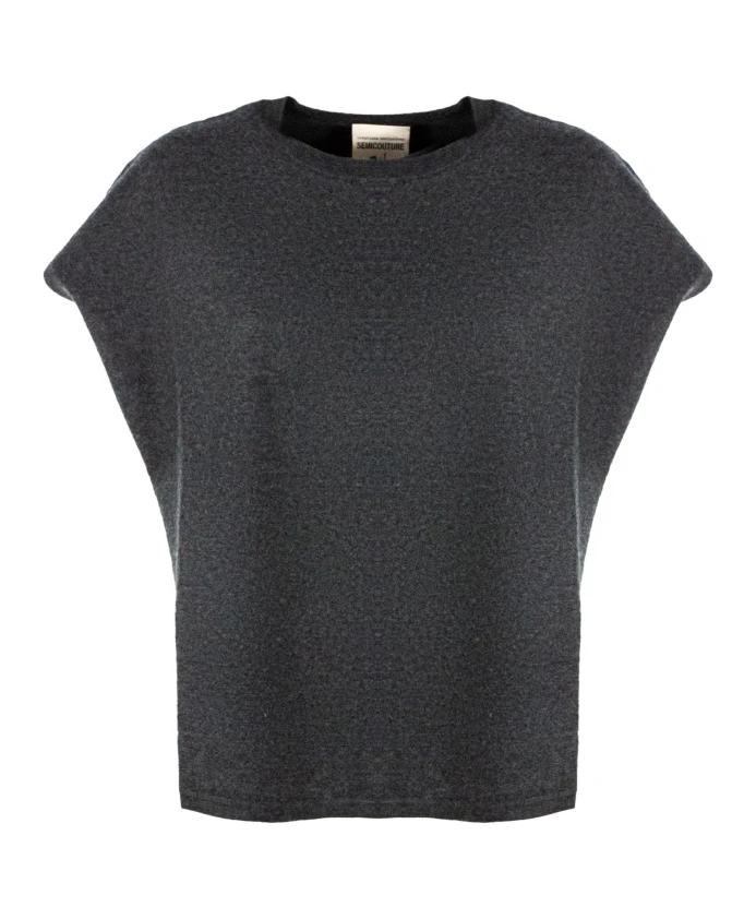 

Свитер без рукавов с круглым вырезом Semicouture, серый