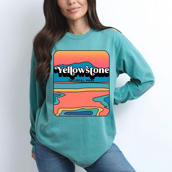 

Винтажная футболка Yellowstone с длинным рукавом, окрашенная в стиле garment dyed Simply Sage Market, Seafoam