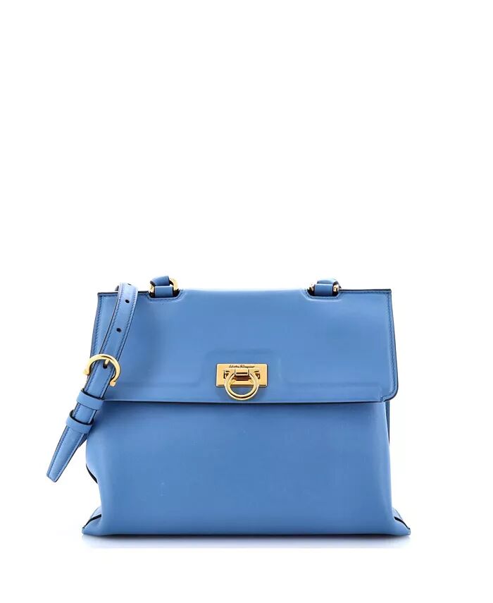 

Маленькая сумка Trifolio с верхней ручкой из кожи Pre-Owned Salvatore Ferragamo, синий