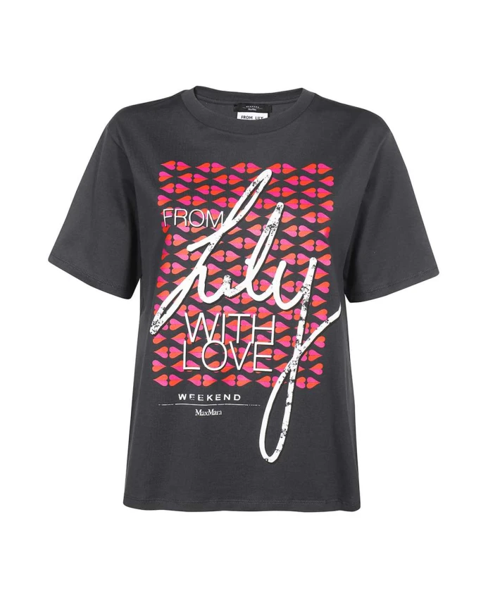 

Хлопковая футболка с принтом на передней части Weekend Max Mara, черный