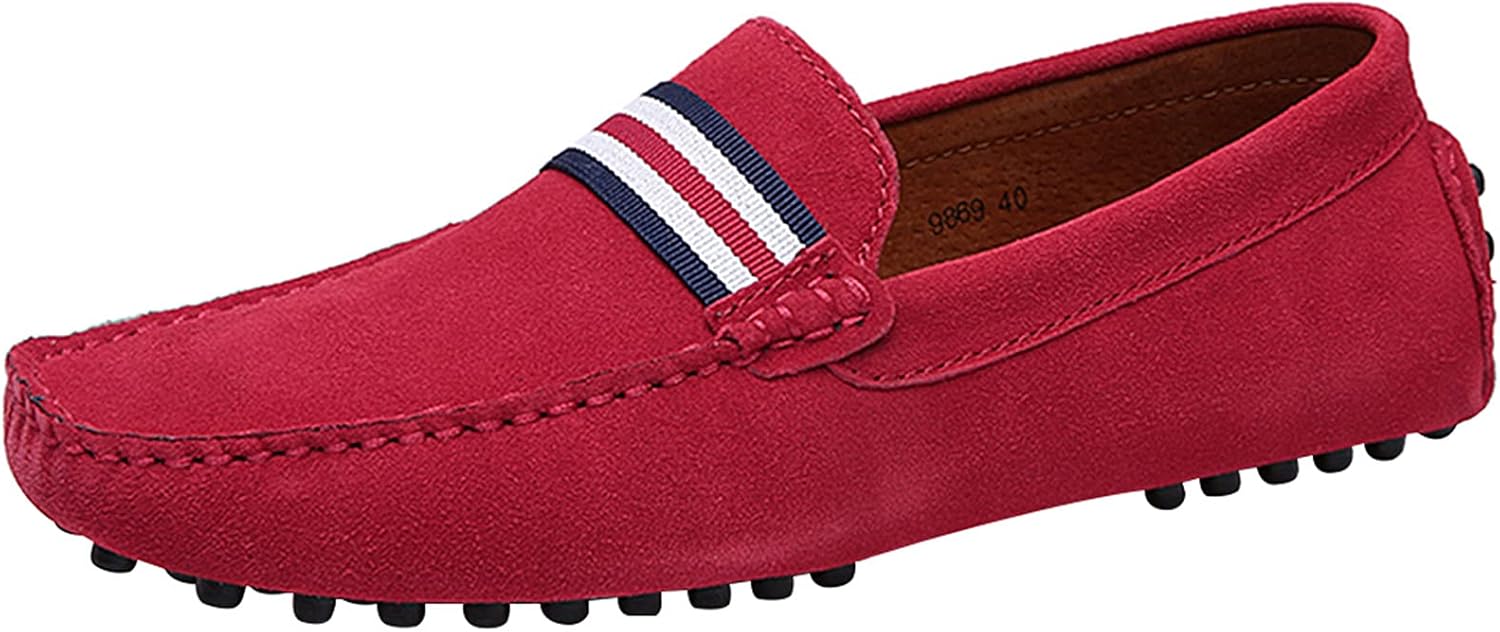 

Мужские стильные мокасины ANUFER с ремешком НАТО, удобные замшевые туфли для вождения, красный