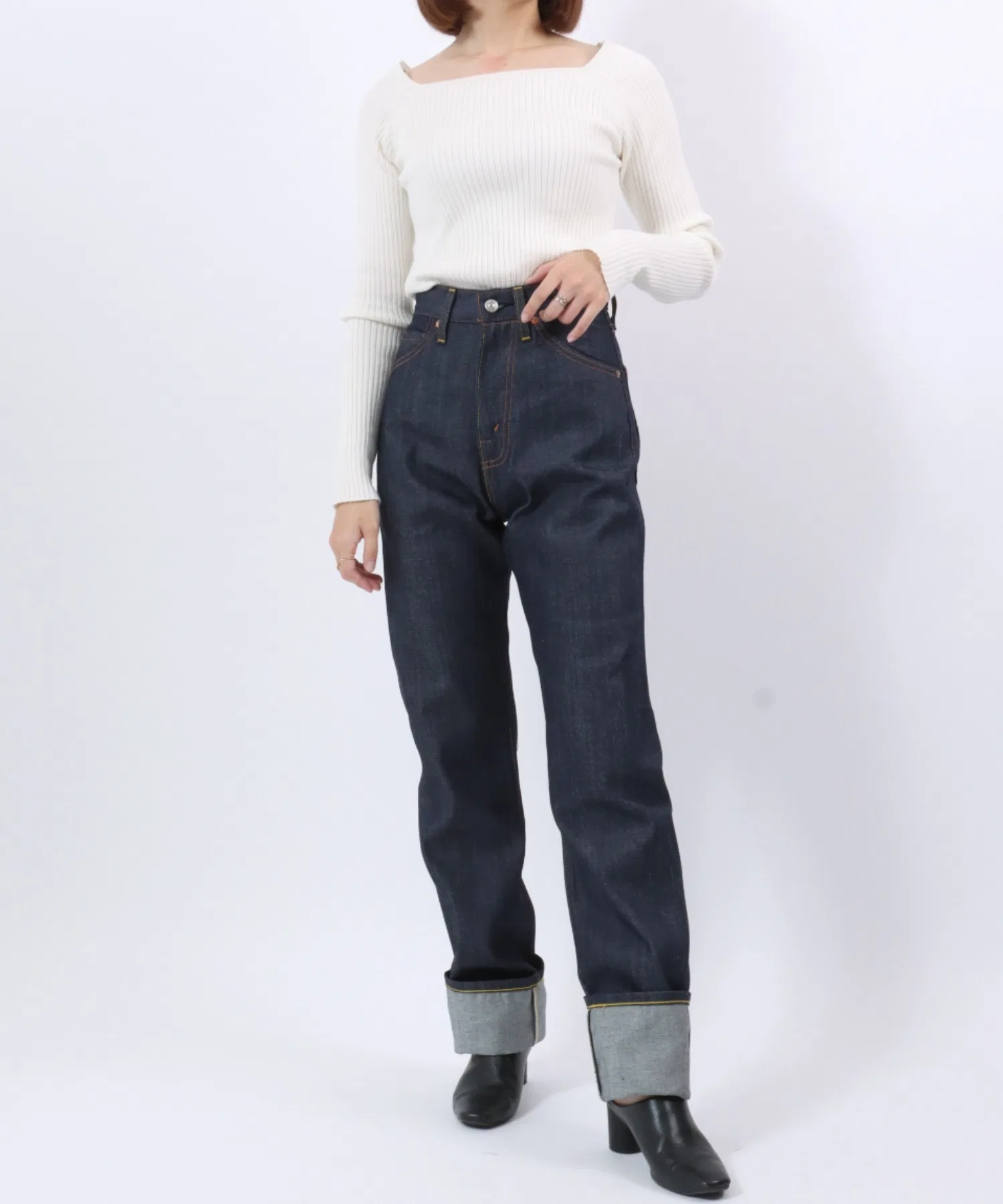 Винтажные джинсы Levi's 701 1950-х годов, из органического плотного денима (нестиранные). — фото 3