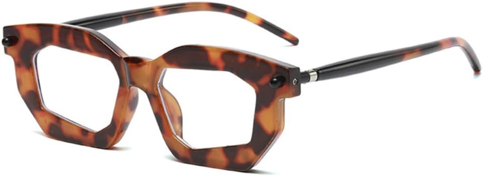 

Солнцезащитные очки Polygon Cat Eye женские, двухцветные, с прозрачными линзами, мужская оправа в стиле панк с заклепками, солнцезащитные очки UV400 LANGSER, Leopard Clear