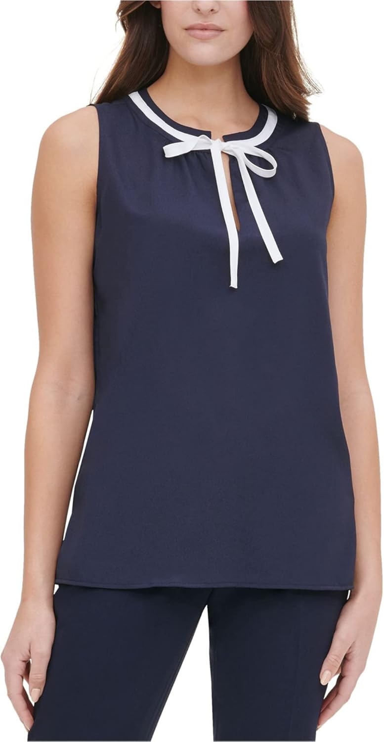 

Женская блузка без рукавов с завязкой спереди от Tommy Hilfiger, Navy/Ivory