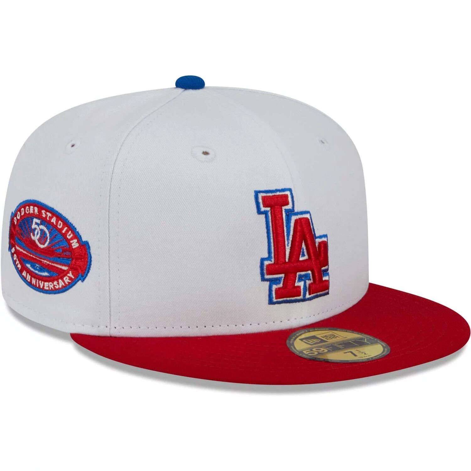 

Мужская облегающая шляпа New Era белого/красного цвета Los Angeles Dodgers Undervisor 59FIFTY