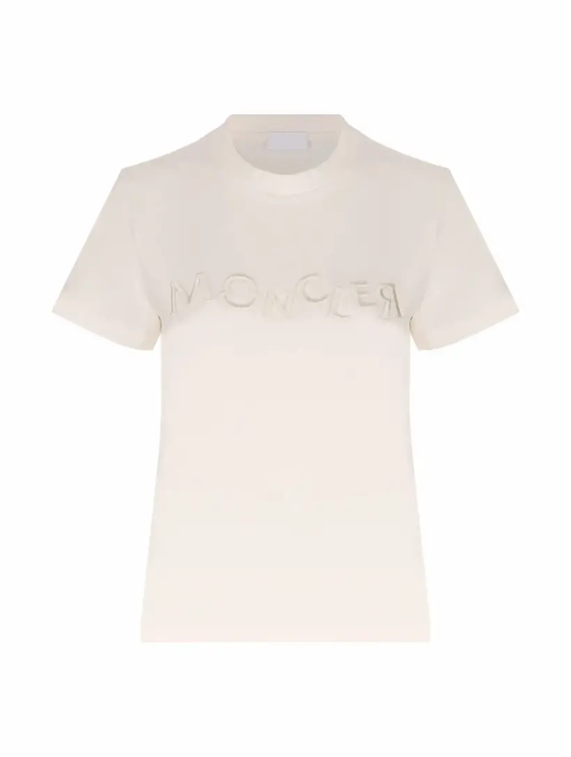 

Хлопковая футболка с логотипом Moncler, белый