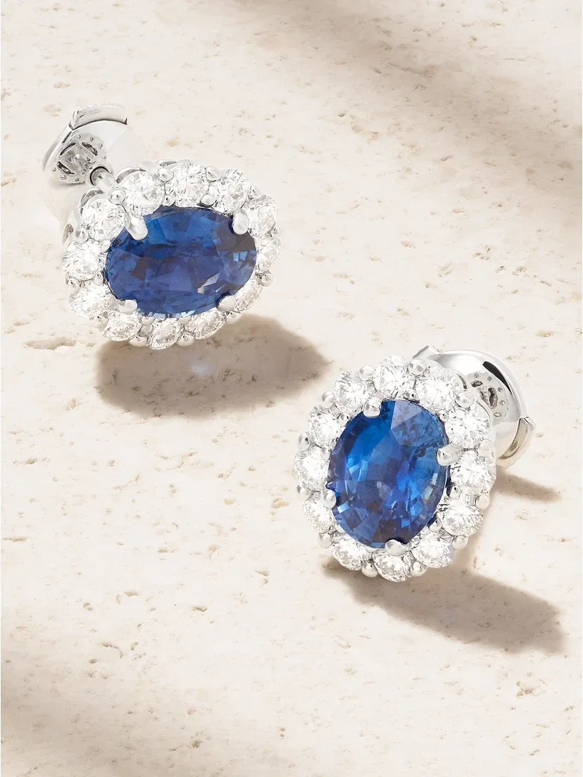 Серьги из платины 1735 года, с сапфирами и бриллиантами Garrard, золотой — фото 4