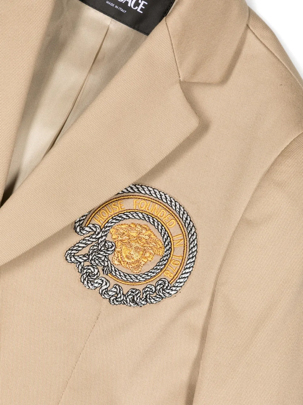 Однобортный пиджак с нашивкой Medusa Versace Kids, нейтральный — фото 3