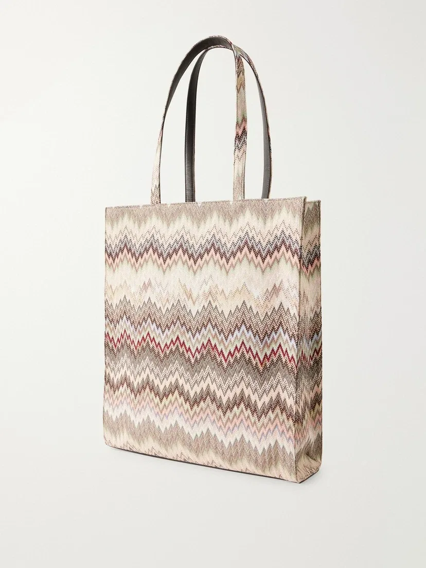 Полосатая плетеная сумка из люрекса Missoni, бежевый — фото 4